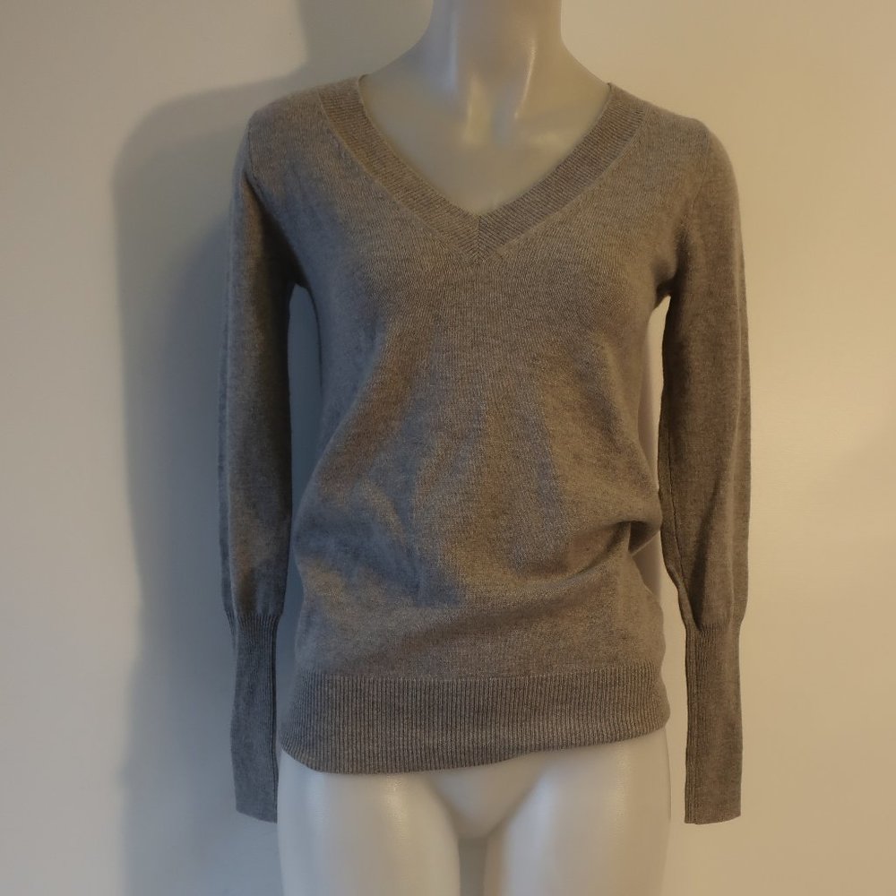J. Crew Taupe V-Neck Cashmere Sweater